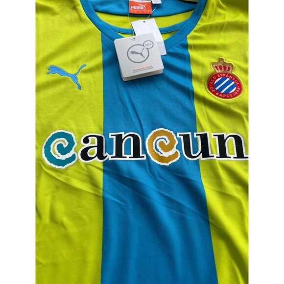 Puma RCD Espanyol Barcelona Cancun Soccer Jersey Large Yellow & Blue Polyester G - Picture 2 of 6